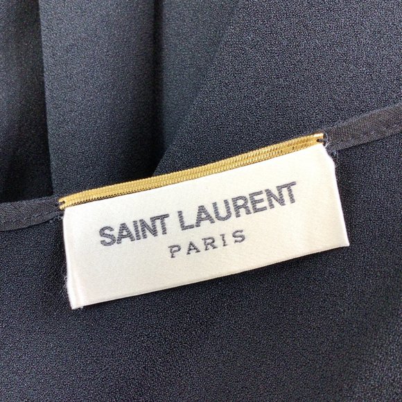 SAINT LAURENT BLACK RUFFLED CREPE MINI DRESS - Picture 4 of 6